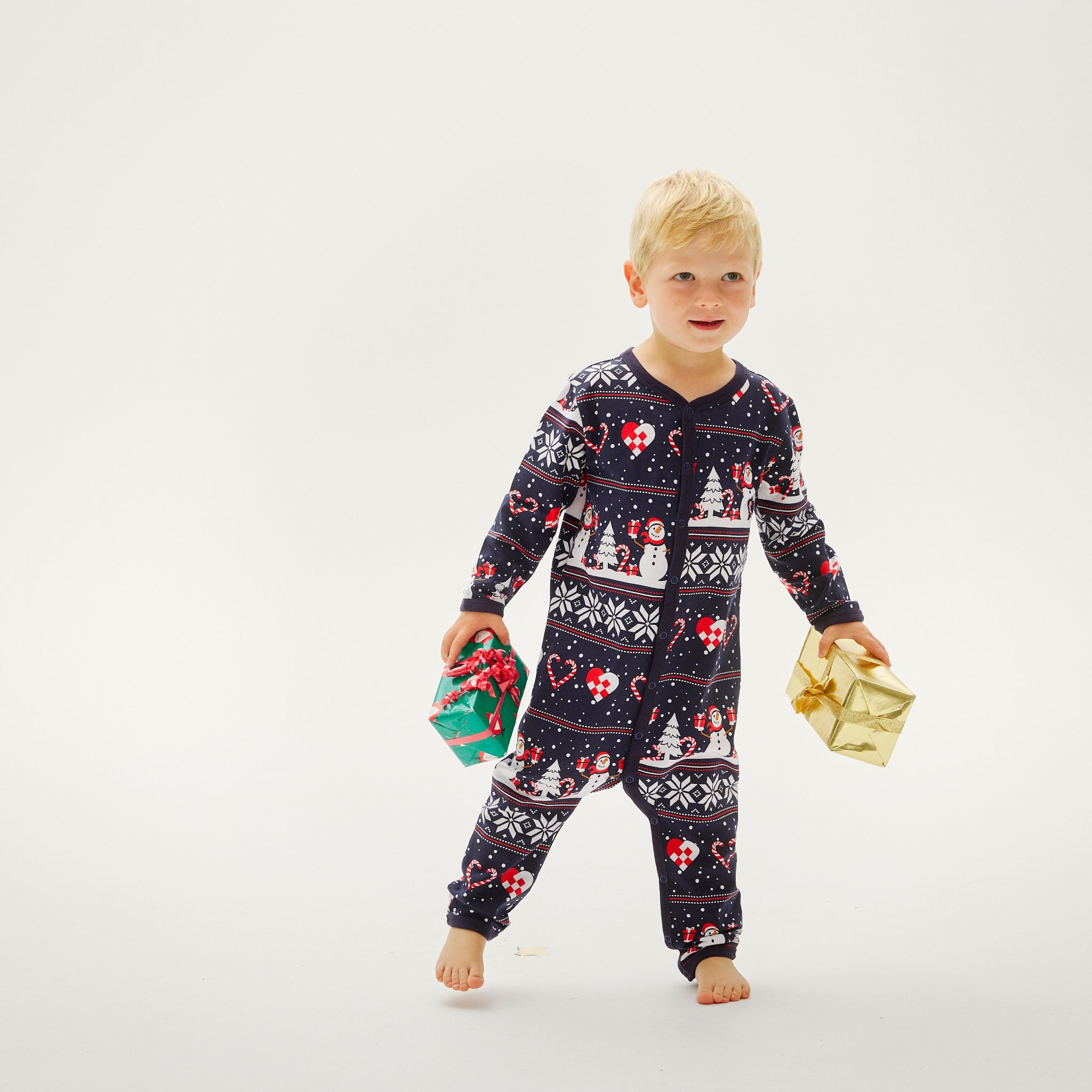 Christmas Heart Jumpsuit Navy - Baby